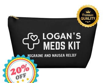 Kit di medicinali personalizzato, sollievo da emicrania e nausea, astuccio da viaggio per medicinali.
