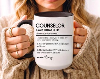 Funny Counselor Mug, Mental Health Gift, Personalized Coffee Cup