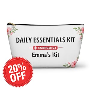 Personalized Daily Essentials Emergency Kit, Custom Organizer Pouch, Everyday Carry Bag, Travel Essentials Kit, Custom Name Utility Pouch