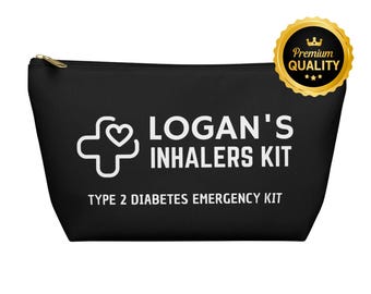 Type 2 Diabetes Emergency Meds Kit, Personalized Medical Alert Pouch Custom Name Daily Medication Bag, Travel Pill Organizer, First Aid Case