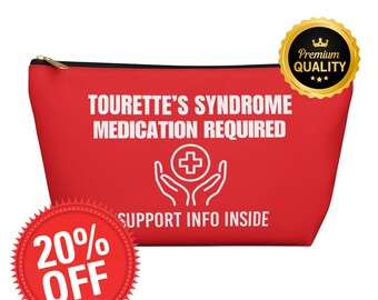 Medical Alert Tourettes Syndrome Medication Required Pouch, Personalized Meds Organizer Bag with Name, Custom Travel kit Health Storage Kit