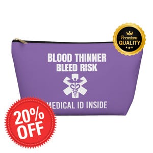 Blood Thinner Emergency Kit | Medical Alert Pouch | Anticoagulant Travel Bag | Warfarin Eliquis Safety Organizer | Bleed Risk First Aid Kit
