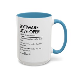 Software Developer Mug, Personalized Coder Coffee Cup, Funny Programming Gift, Debugging Mug, Custom Techie Gift, Developer Definition