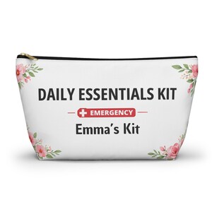 Personalized Daily Essentials Emergency Kit, Custom Organizer Pouch, Everyday Carry Bag, Travel Essentials Kit, Custom Name Utility Pouch