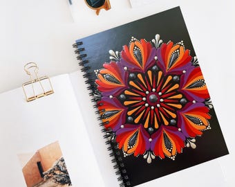 Mandala Notebook, Vibrant Spiritual Spiral Journal, Boho Meditation Notebook, Colorful Artistic Writing Book, Unique Gift For Women
