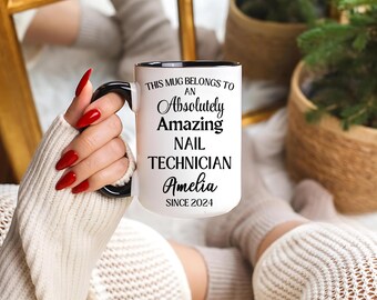 Custom Nail Technician Mug, Funny Nail Tech Gift, Personalized Salon Coffee Cup, Nail Artist Gift, Beauty Professional Appreciation
