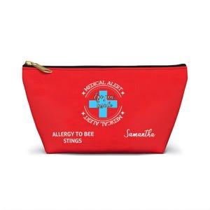 Bee Sting Allergy Medical Alert Pouch, Personalized Custom Name Medication Pouch, Epi Pen Inside Bag, Travel School Emergency Bag