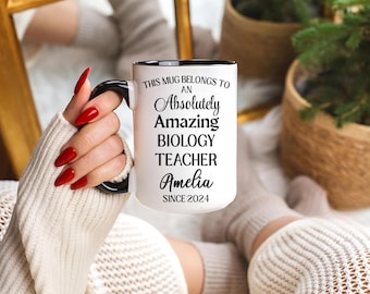 Custom Biology Teacher Mug, Funny Science Teacher Gift, Personalized Bio Coffee Cup, STEM Educator Gift, Science Teacher Appreciation
