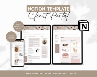 Notion Client Portal Template, Client Onboarding for coaches, Coaching Client Program, Client Project Tracker, Client Dashboard Creative
