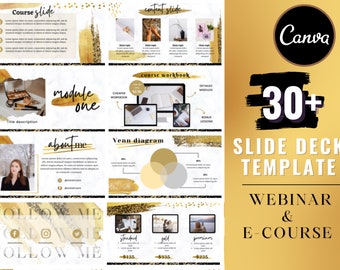 Webinar slide deck template, course slide deck, Online course template, slide presentation, Masterclass templates, Canva templates