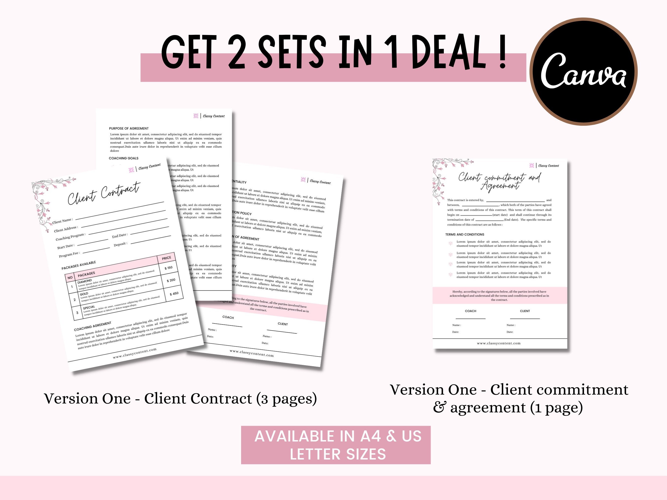 Client Contract Form Template for Coach, Business Contract Form ...