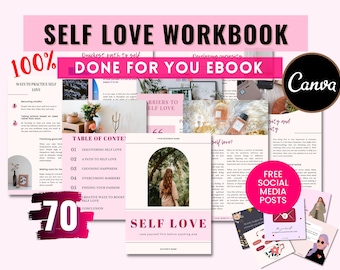 Done For You Self Love Workbook, Brandable Coaching ebook course, Self Love journey, Life Coaching tools, Lead Magnet Coach, Editable Canva
