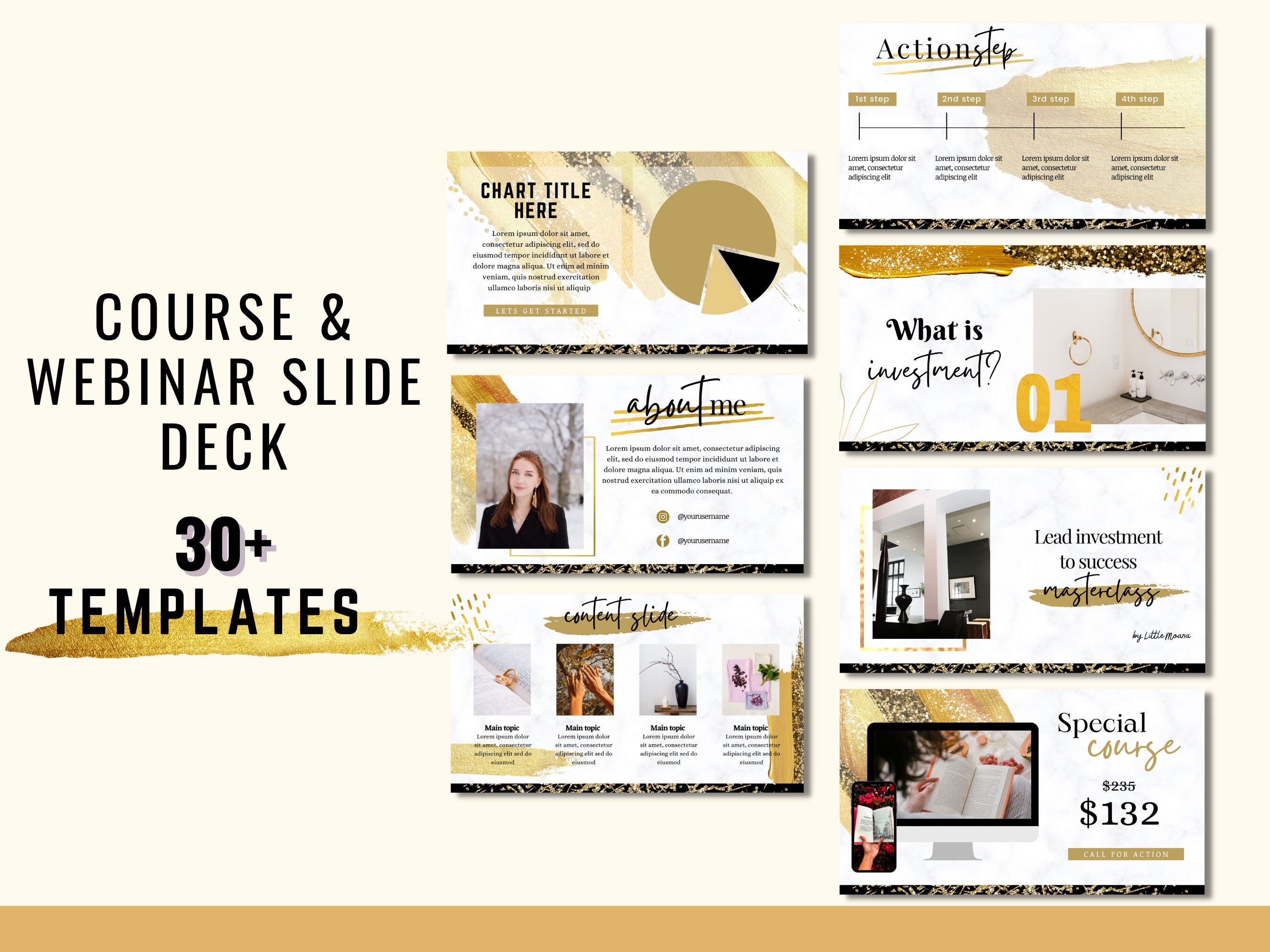 Webinar Slide Deck Template, Course Slide Deck, Online Course Template ...