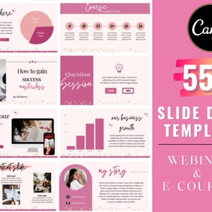 Webinar slide deck template for online course creator, Online course template, slide presentation, Masterclass templates, Canva templates