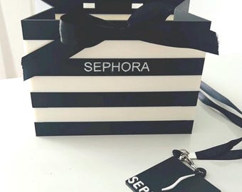 Sephora inspired display box organiser for make-up/ skincare and Sephora themed lanyard tag