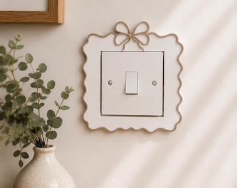 Decorative Bow Light Switch & Socket Cover / surround, Cute Home Decor, Scalloped Socket Frame, UK Light Switch Accessory