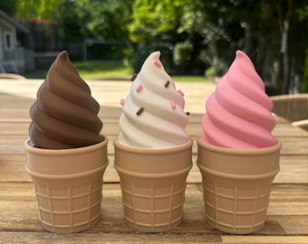 Set of 3 Mr Whippy Ice Cream Cone Stash Pots (Chocolate, Vanilla, Strawberry)