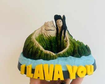 Disneys Lava ‘I lava you’ display piece inspired by the short film One of a kind hand painted Uku and Lele volcano lovers statue