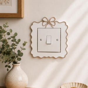 Decorative Bow Light Switch & Socket Cover / surround,  Cute Home Decor, Scalloped Socket Frame, UK Light Switch Accessory