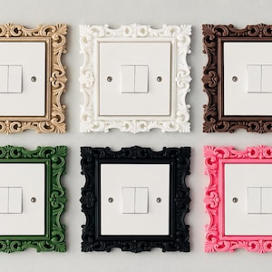 Ornate Victorian Style Light Switch Surround, Decorative Home Filigree Wall plate custom colours, 3d DIY Upgrade