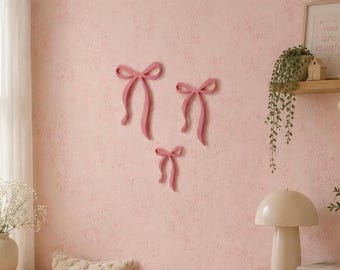 Bow Wall Decor Set of 3, pink or gold - Girls Bedroom & Nursery Decor Handmade UK also Gold