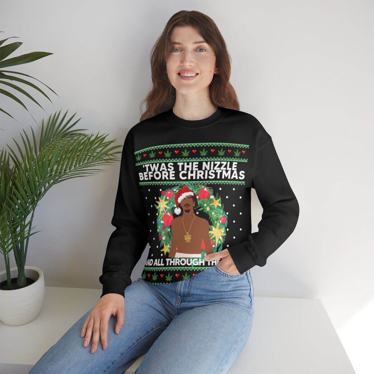 Snoop dogg Christmas, hip hop Christmizzle Meme Ugly Sweatshirt