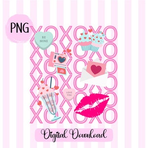 XOXO PNG Valentine’s Day Sublimation Digital Design Télécharger girly valentine png design All The Valentine Things Conversation Hearts png