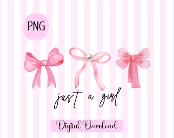 Perlas y lazos PNG, imágenes prediseñadas de coquetería femenina (descarga digital)