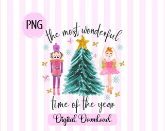 Girly Nutcracker Christmas PNG: Watercolor Ballet Clipart (Digital Download)