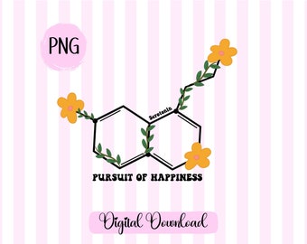 Floral Serotonin Molecule SVG: Chemical Structure, Flower Dopamine (Digital Download)