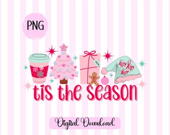 Pink Christmas PNG Pinkmas PNG Christmas Tree TShirt Pink and Green png Merry Christmas png Winter latte tis the season Girly Sublimation