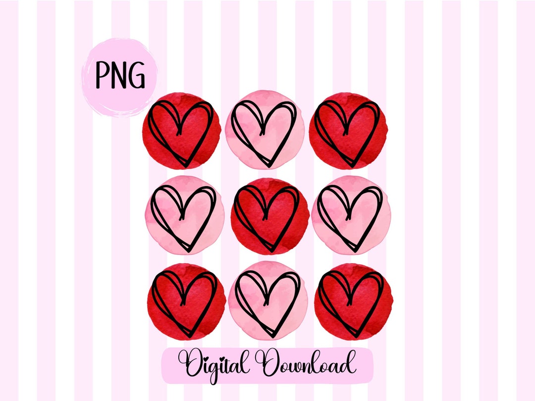 Watercolor Valentine Heart PNG, Red and Pink Collage (digital Download ...