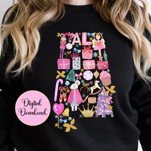 Alabama Nutcracker Collage Png AL Christmas Holiday Clipart Ballet Rocking Horse Sugar Plum Fairy Russian Watercolor Christmas Sublimation