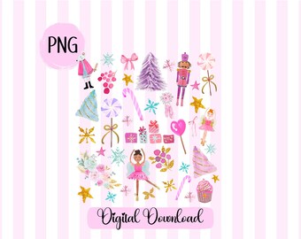 Nutcracker Christmas Clipart: Watercolor Ballet PNG (Digital Download)