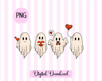 Retro Ghost Valentine PNG: Heart Mug Sublimation (Digital Download)