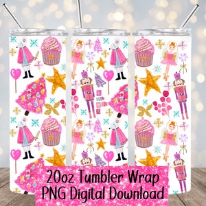 Nutcracker Tumbler Wrap: Watercolor Christmas Ballet Design (PNG Digital Download)