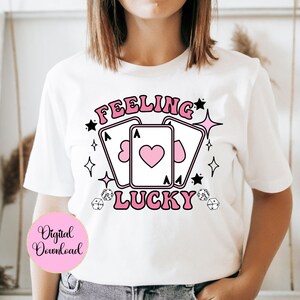 Feeling Lucky Png Playing Cards Png Pink Preppy Png Cute Valentine Png ...