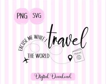 Travel The World SVG: Flugzeug, Passport Grafik (Digitaler Download)