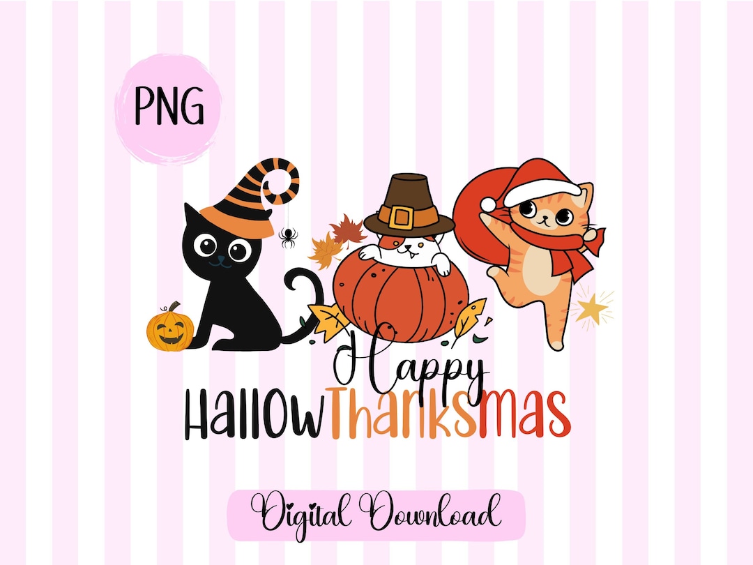 Hallowthanksmas Derpy Cat Sweatshirt - K Pop Style Feiertags-Pullover Mit Süßer Katze