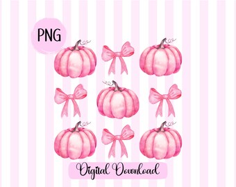 Pink Watercolor Pumpkin PNG: Coquette Halloween Sublimation (Digital Download)