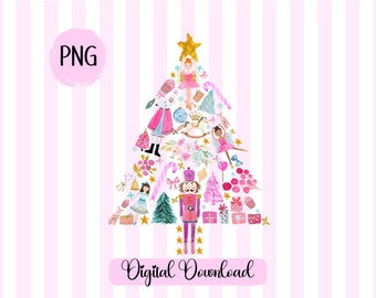 Nutcracker Christmas Tree PNG: Watercolor Ballet Clipart (Digital Download)