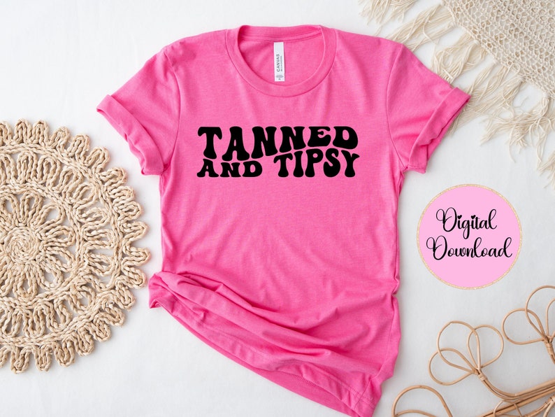 Tanned and Tipsy Retro Font SVG PNG: Summer Beach Design (digital ...