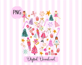 Nutcracker Christmas Clipart: Watercolor Ballet PNG (Digital Download)