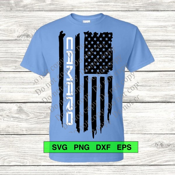 Chevy Camaro logo with American Flag, svg, png for t-shirts, decals. Show your pride or make for a gift!
