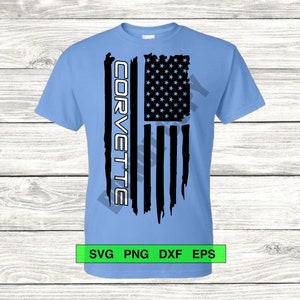 Chevy Corvette logo with outlined text and American Flag, svg, png, eps and dxf for t-shirts, decals. Show your pride or make for a gift!