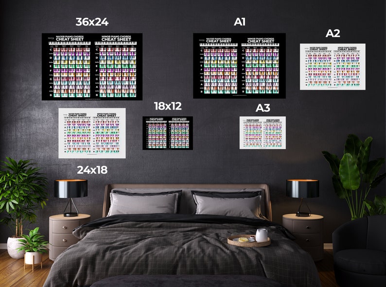 Colorful Piano Chord Poster, Piano Chord Chart, Chord Reference Chart, Chord Reference Poster, Piano Chord Cheat Sheet, Digital Download image 3