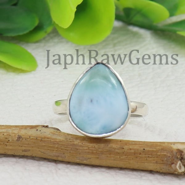 Natural Larimar Ring, 925 Sterling Silver Ring, Dominican Larimar Ring, Summer Stone Ring, Everyday Ring, Daily Wear Ring, Ring for Women