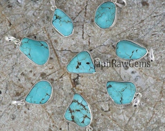 Raw Turquoise Pendant, 925 Sterling Silver Pendant, Raw Turquoise Pendant, Women Jewelry Pendant, Boho Turquoise, Pendant For Women