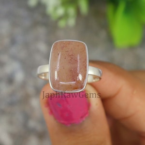 Strawberry Quartz Ring, 925 Silver Ring, Gemstone Ring, Quartz Silver Ring, Boho Stone Ring, Oval Ring, Statement Ring, Gift for Her