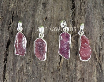 Natural Raw Ruby Necklace, 925 Sterling Silver Pendant, Raw Ruby Pendant, Raw Stone Pendant , Healing Crystal Ruby Necklace, Women Pendant